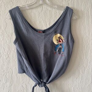 Vintage Harley Davidson 1991 Sturgis Gray Graphic Tie-Front Tank Top